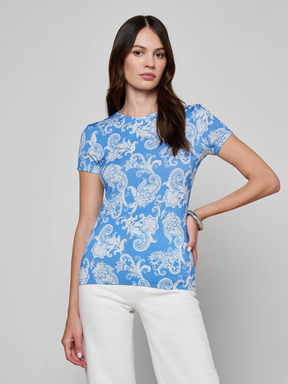 Ressi Fitted Tee Regatta Blue/Ivory Paisley - L'AGENCE
