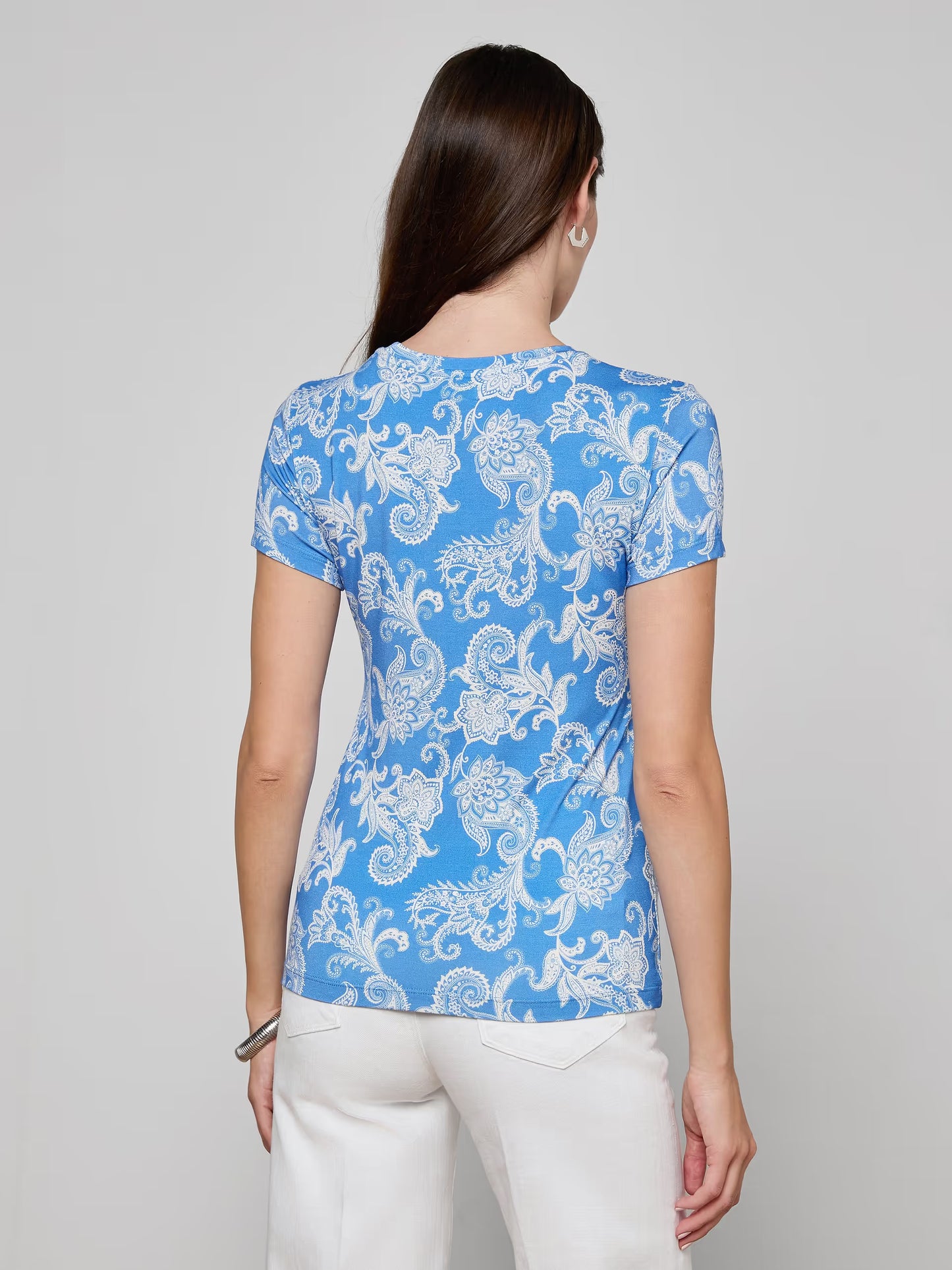 Ressi Fitted Tee Regatta Blue/Ivory Paisley - L'AGENCE