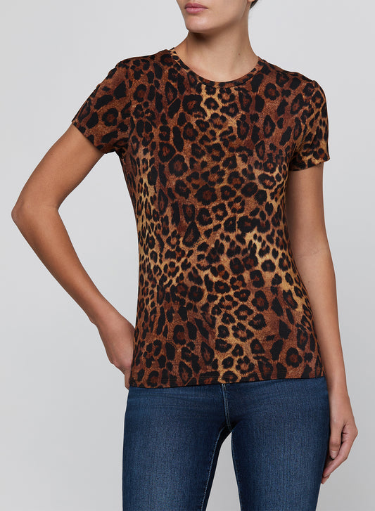 Ressi Fitted Tee Tan Multi Javan Leopard - L'AGENCE