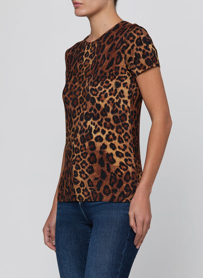 Ressi Fitted Tee Tan Multi Javan Leopard - L'AGENCE