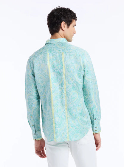 Limited Edition The Viscount Long Sleeve Button Down Shirt Teal - Robert Graham