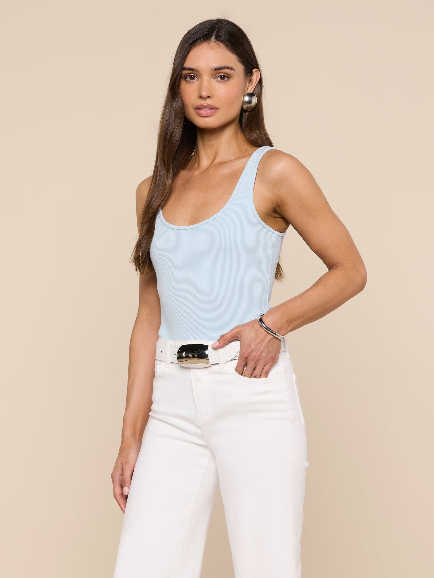 Nica Scoopneck Bodysuit Cool Blue - L'AGENCE