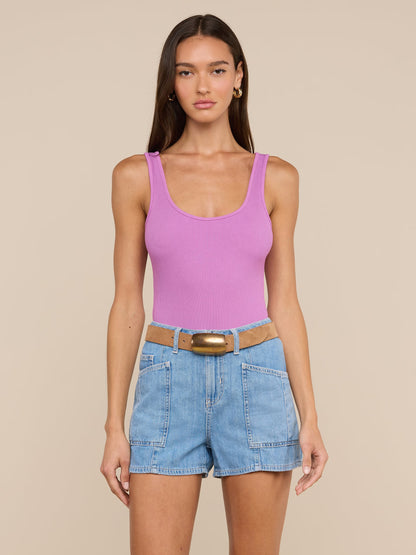 Nica Scoopneck Bodysuit Vivid Violet - L'AGENCE