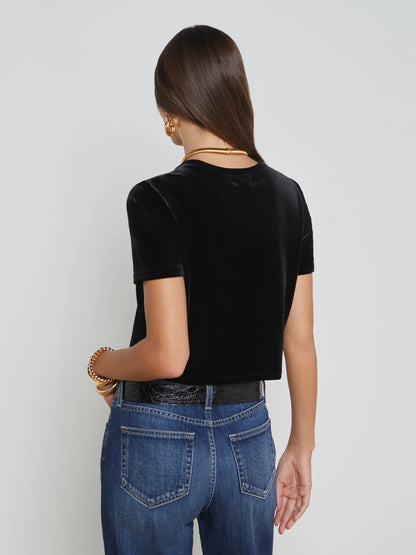 Donna Cropped Velvet Tee - L'AGENCE