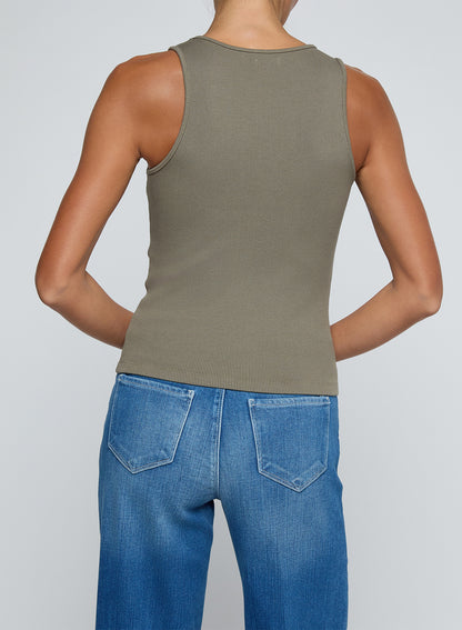 Adira Scoopneck Tank Smokey Olive - L'AGENCE