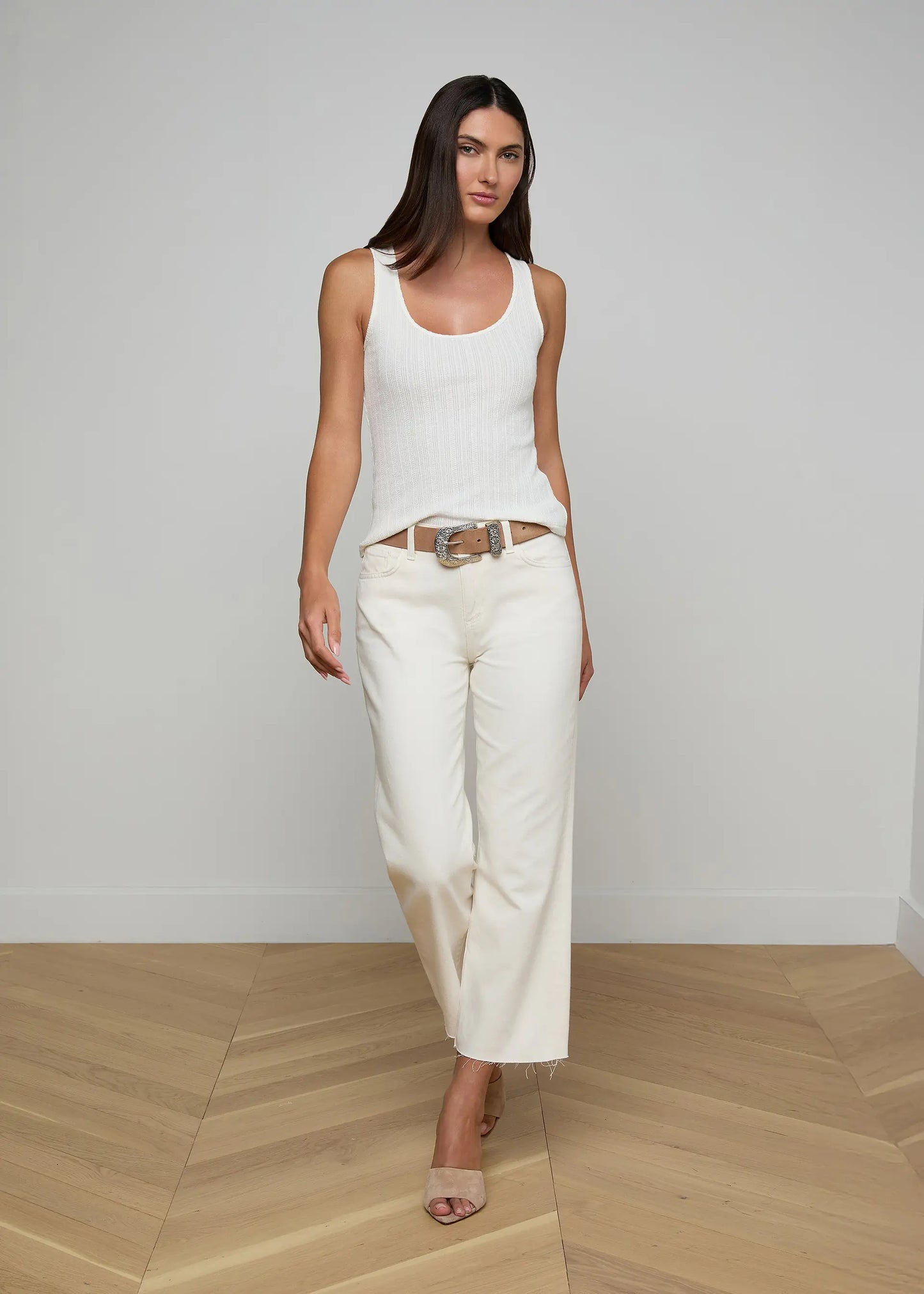 Adira Scoopneck Tank Antique White - L'AGENCE