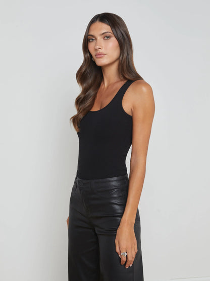 Adira Scoopneck Tank Black - L'AGENCE