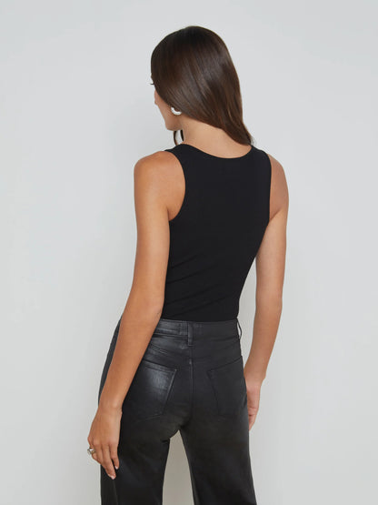 Adira Scoopneck Tank Black - L'AGENCE