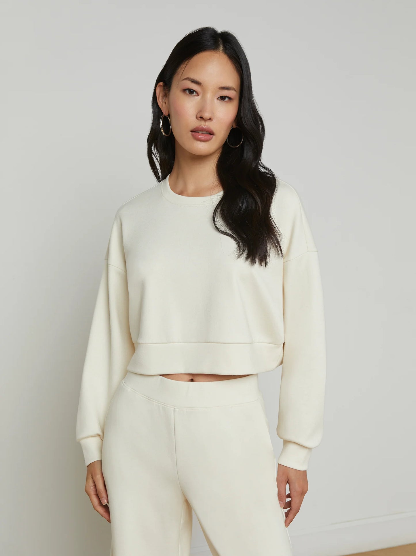 Luvia Cropped Sweatshirt Ivory - L'AGENCE