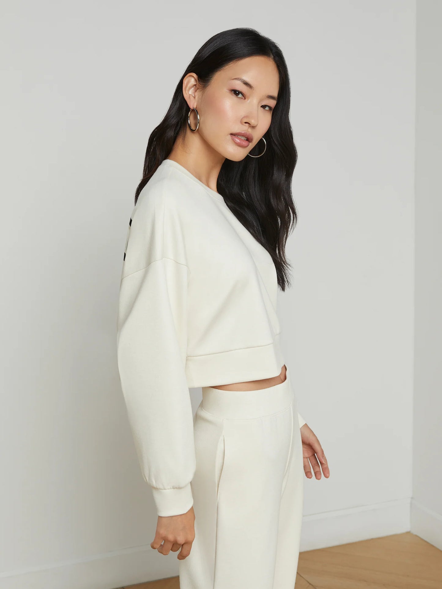 Luvia Cropped Sweatshirt Ivory - L'AGENCE