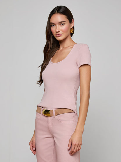 Brynlee Scoopneck Tee Pale Rose - L'AGENCE