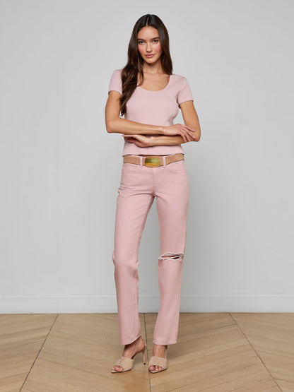 Brynlee Scoopneck Tee Pale Rose - L'AGENCE