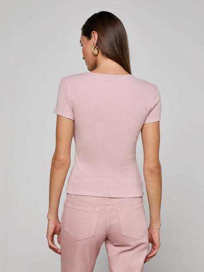 Brynlee Scoopneck Tee Pale Rose - L'AGENCE