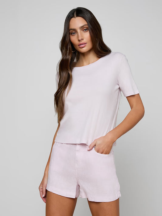 Stormy Cropped Cotton Tee Icy Lilac - L'AGENCE