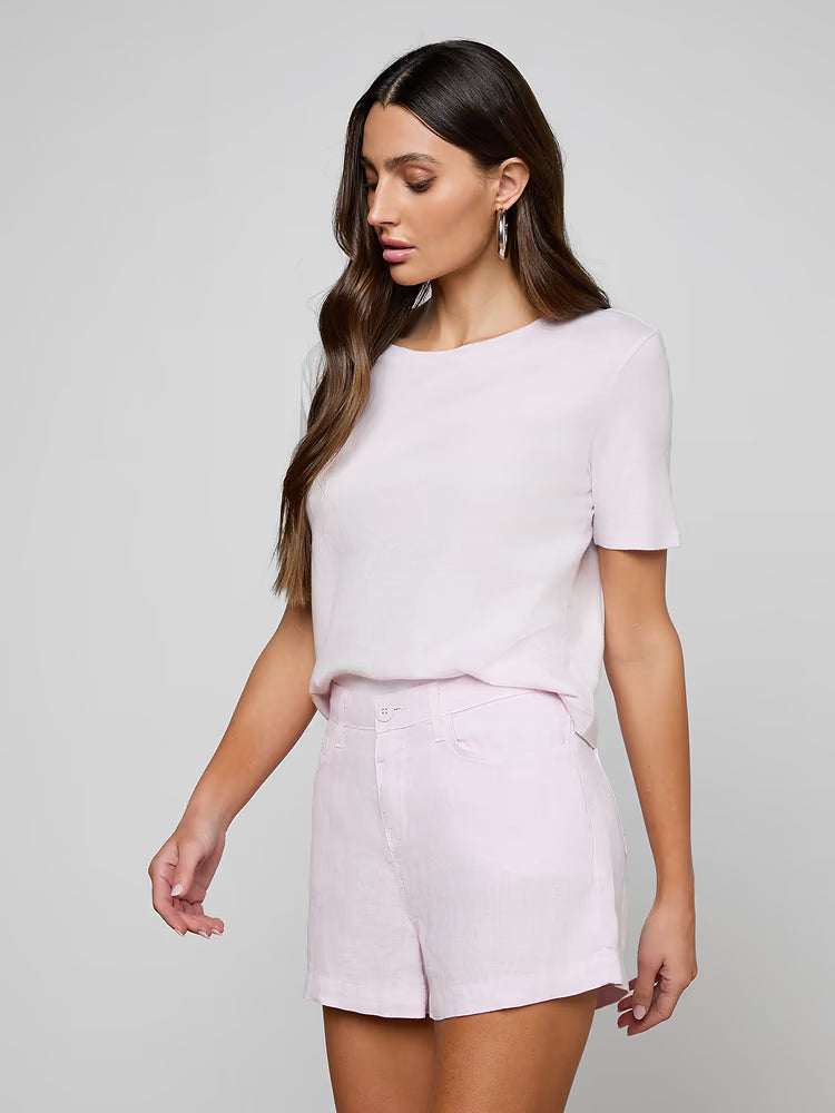 Stormy Cropped Cotton Tee Icy Lilac - L'AGENCE