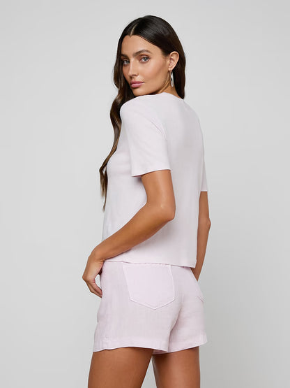 Stormy Cropped Cotton Tee Icy Lilac - L'AGENCE