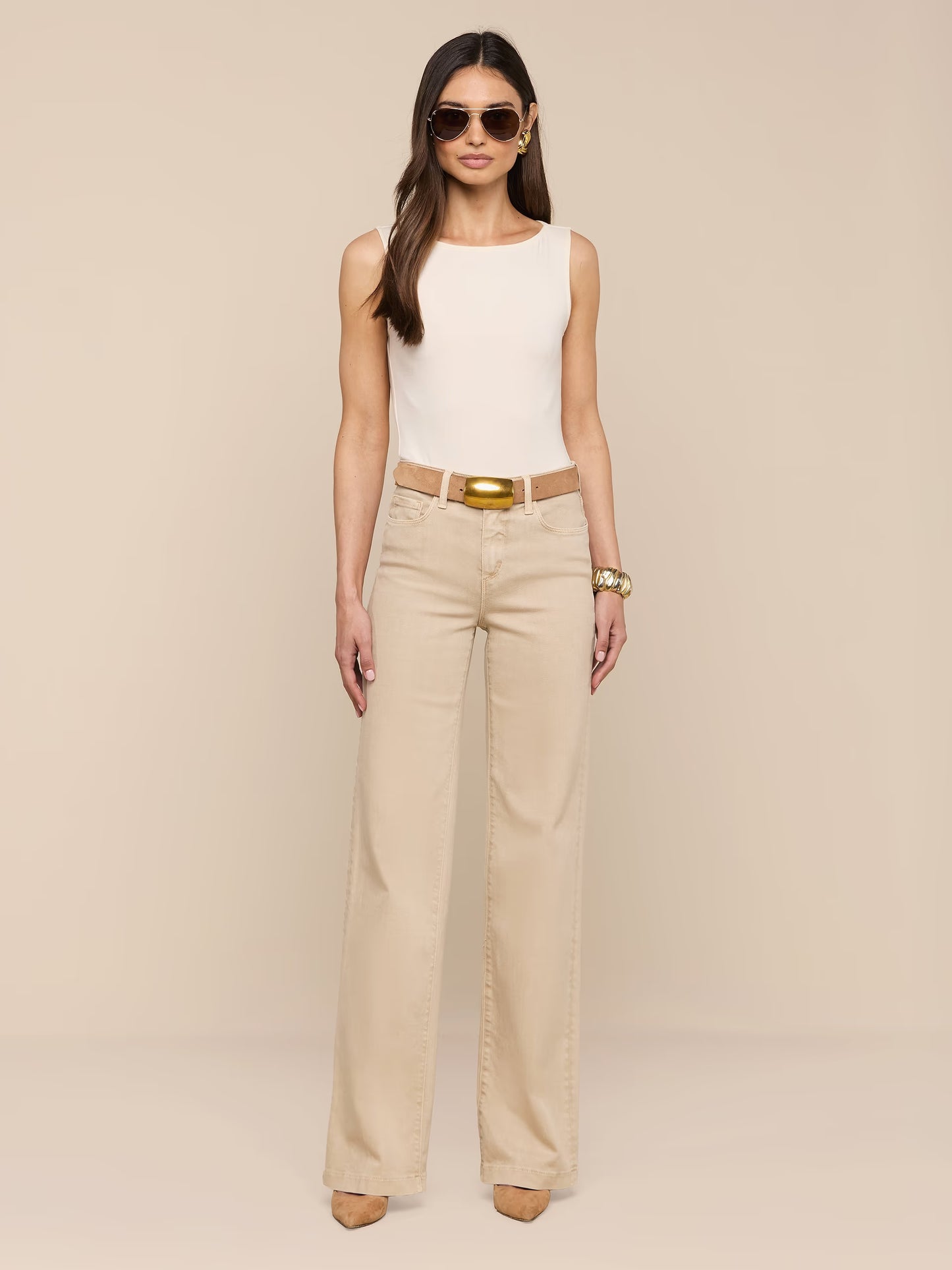 Riza Boatneck Bodysuit Vintage White - L'AGENCE