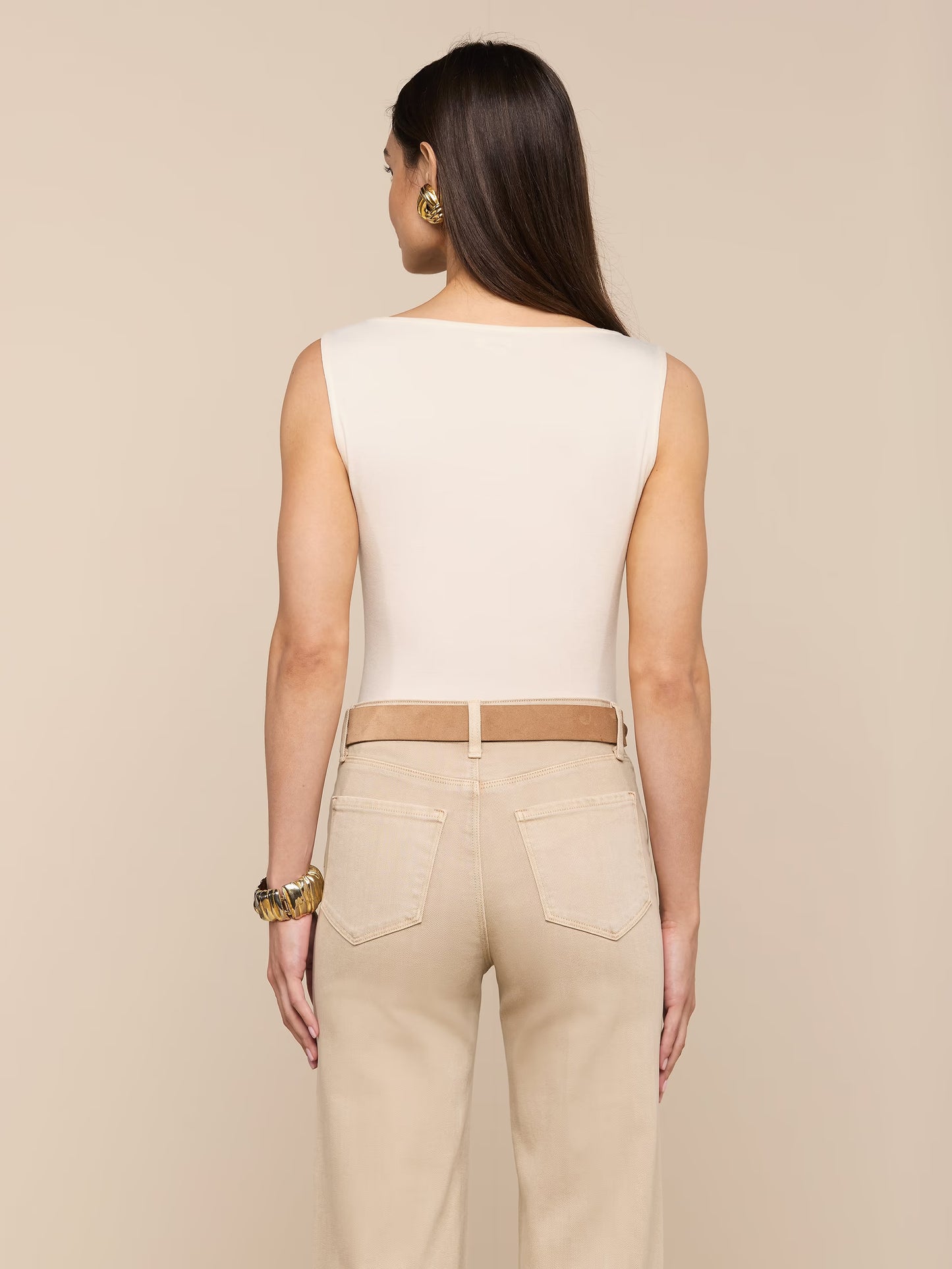 Riza Boatneck Bodysuit Vintage White - L'AGENCE
