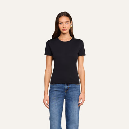 Aileen Cotton Crewneck Tee Black - L'AGENCE