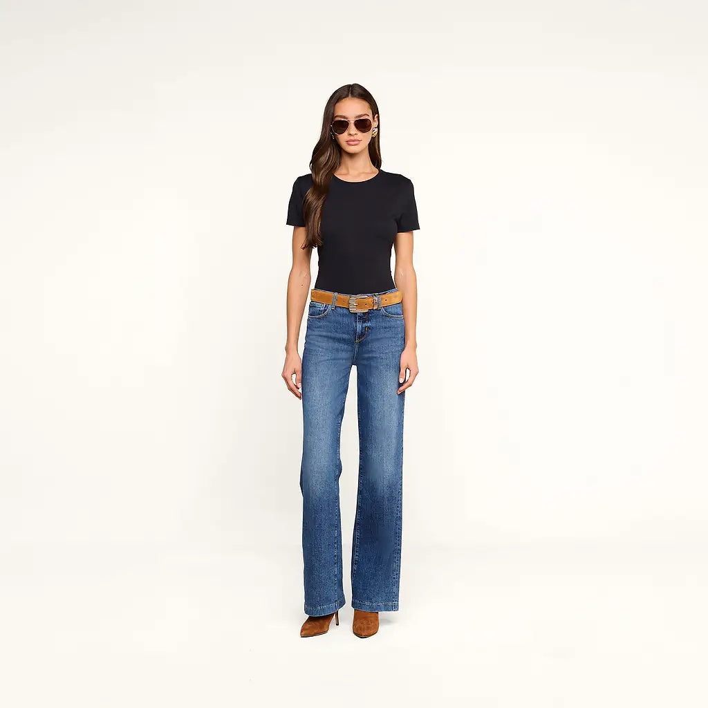 Aileen Cotton Crewneck Tee Black - L'AGENCE