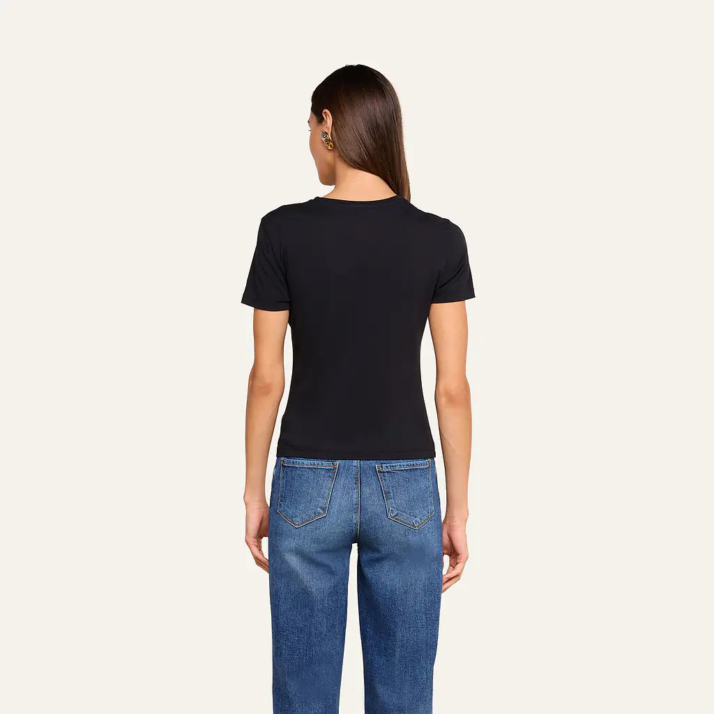 Aileen Cotton Crewneck Tee Black - L'AGENCE