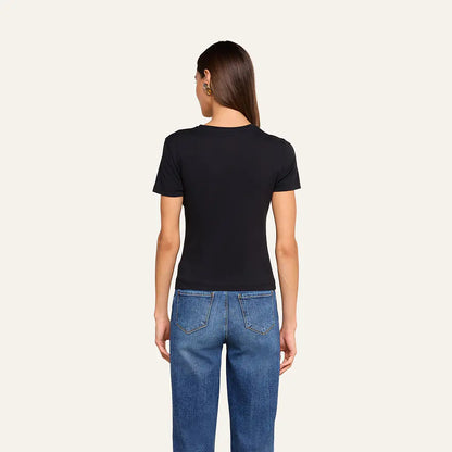 Aileen Cotton Crewneck Tee Black - L'AGENCE