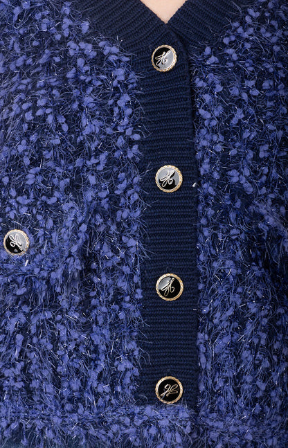 Madalyn Boucle Cardigan Blue - Hale Bob