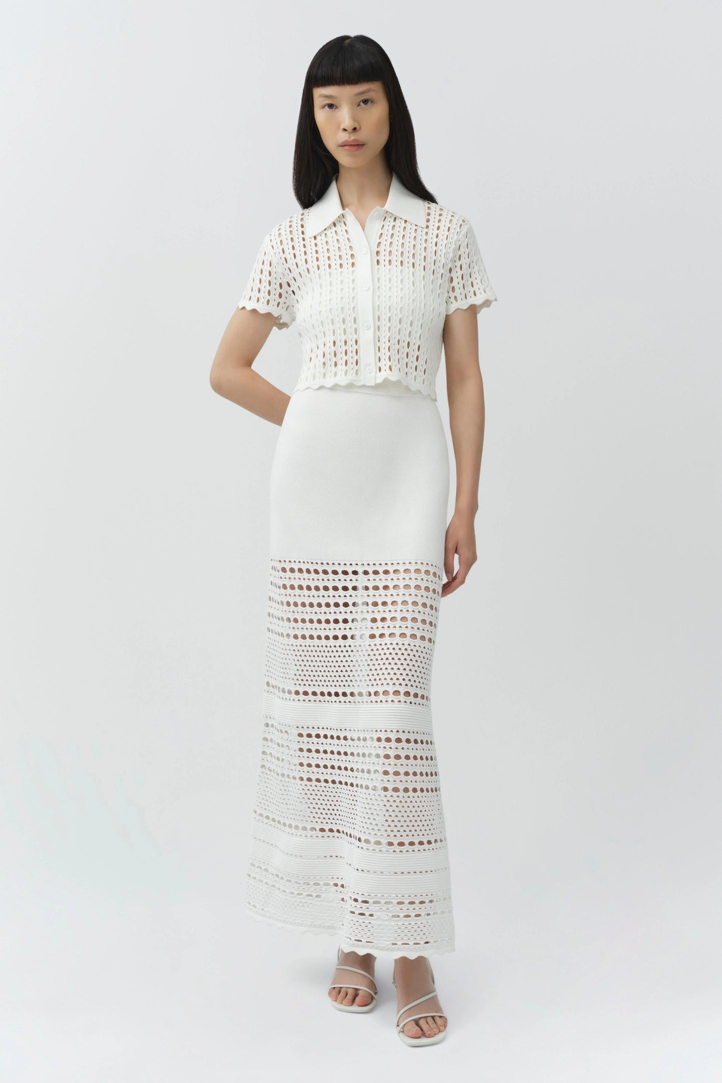 Westly Open Stitch Midi Skirt Ivory - Simkhai