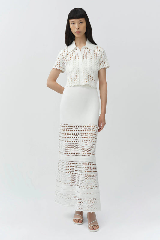 Arlan Open Stitch Camp Shirt Ivory - Simkhai