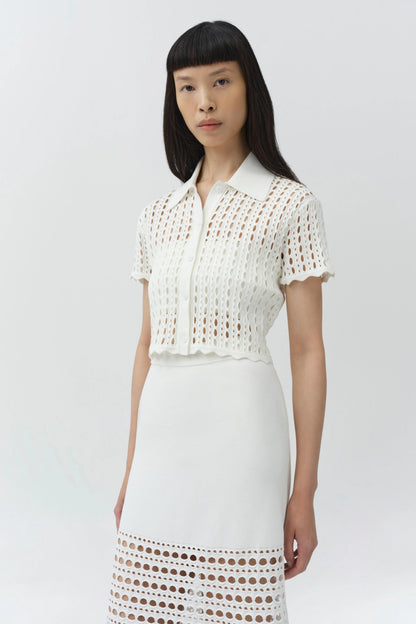 Arlan Open Stitch Camp Shirt Ivory - Simkhai