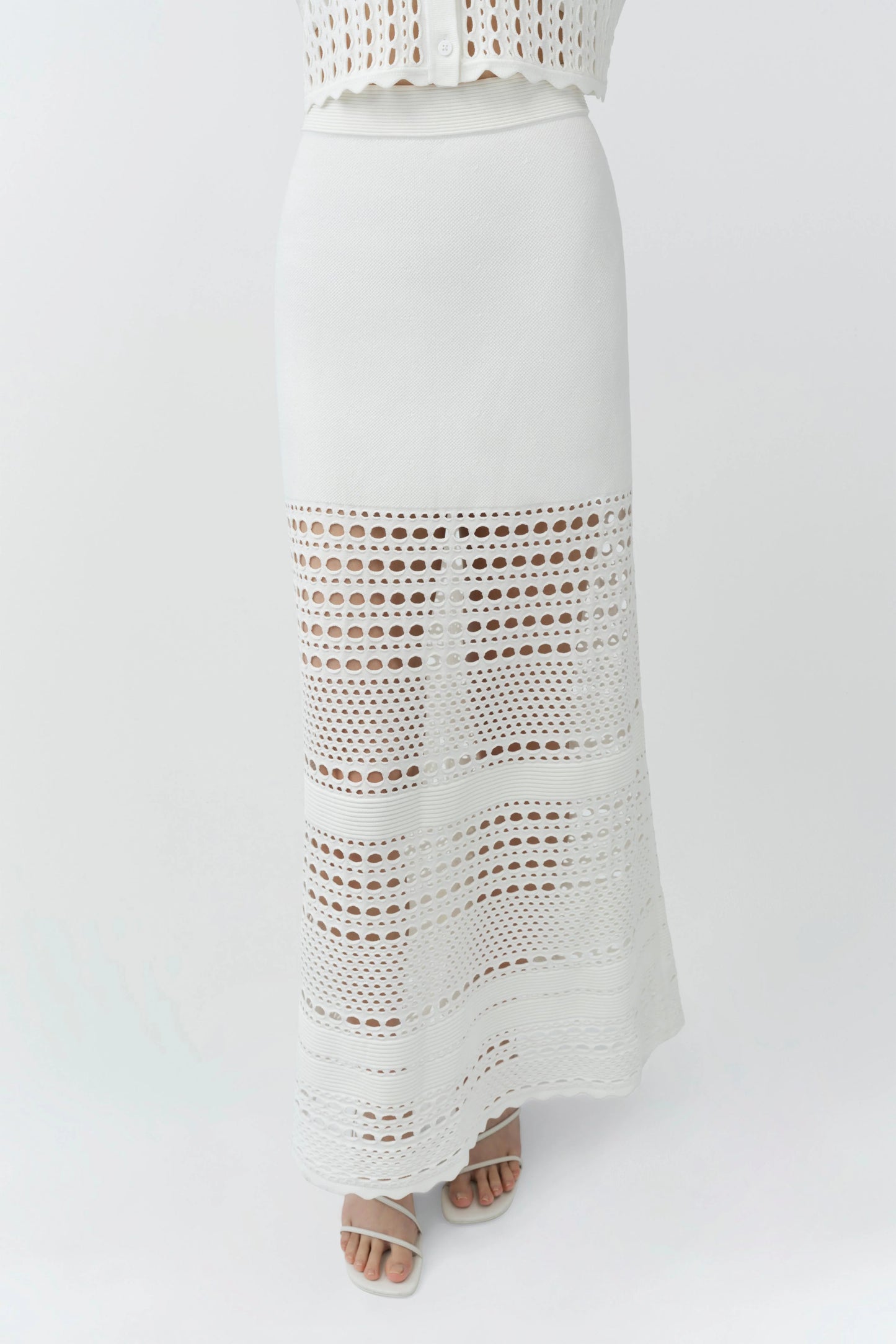 Westly Open Stitch Midi Skirt Ivory - Simkhai
