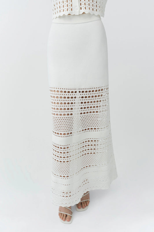 Westly Open Stitch Midi Skirt Ivory - Simkhai