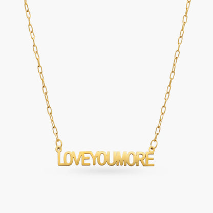 Love You More Bar Necklace Flat Gold - Love You More