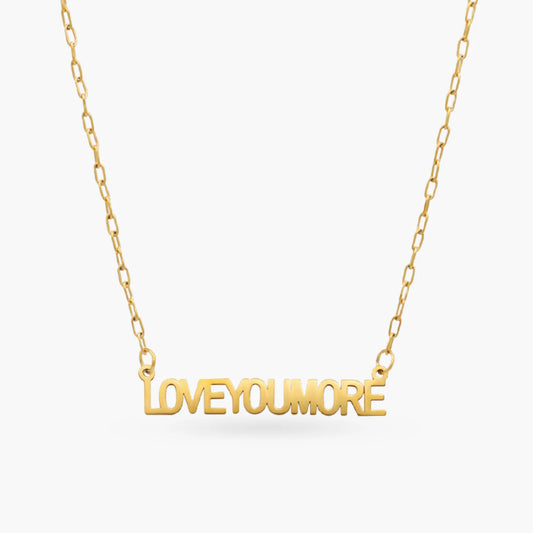 Love You More Bar Necklace Flat Gold - Love You More