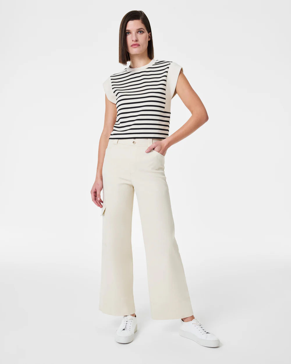 Stretch Twill Cropped Cargo Pant Eggshell - SPANX