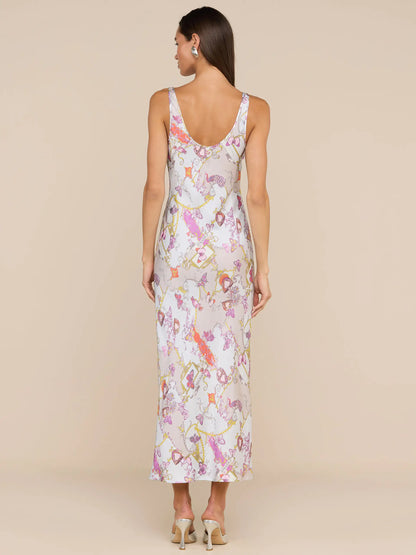 Akiya Satin Maxi Dress Multi Baroque Toile - L'AGENCE
