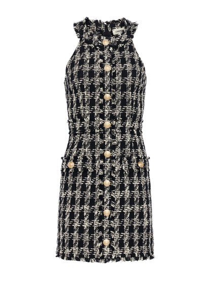 Jade Tweed Dress Black Ivory Plaid Tweed - L'AGENCE