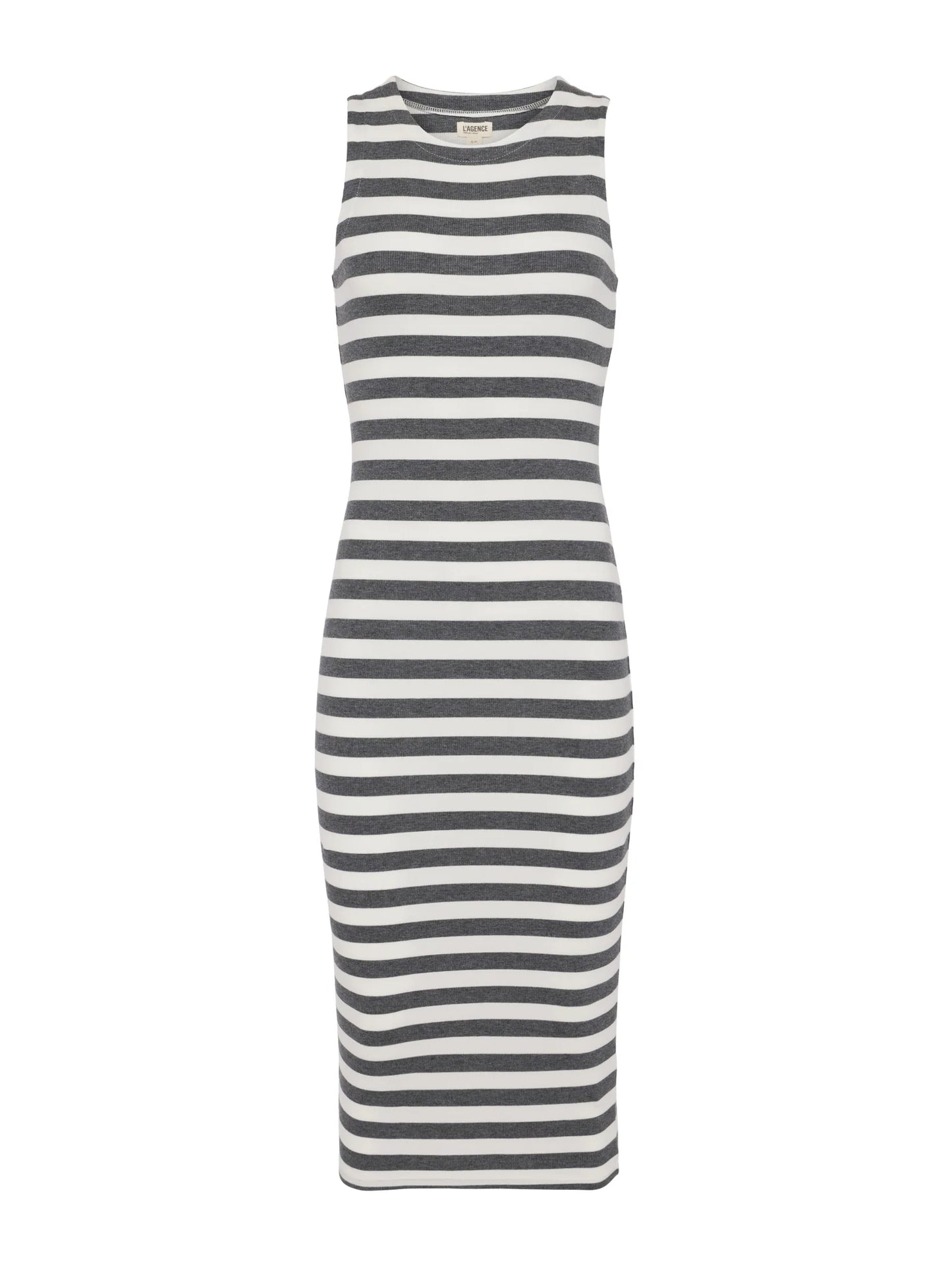 Nura Sleeveless Midi Dress Marengo White Stripe - L'AGENCE