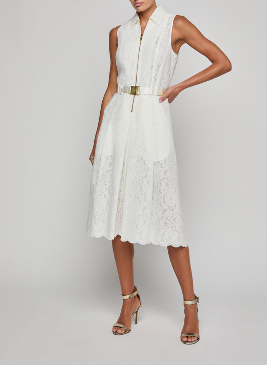 Kylo Belted Shirt Dress Ivory - L'AGENCE