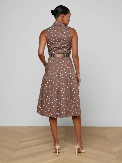 Kylo Shirt Dress Cardamom/Ecru Polka Dot - L'AGENCE