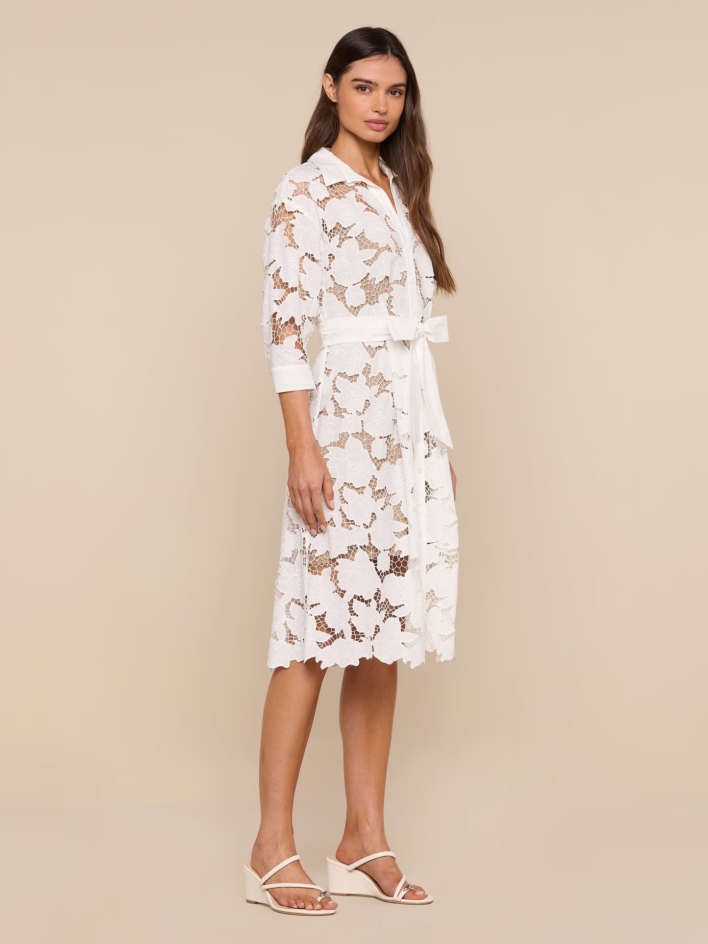 May Eyelet Shirt Dress Ivory - L'AGENCE