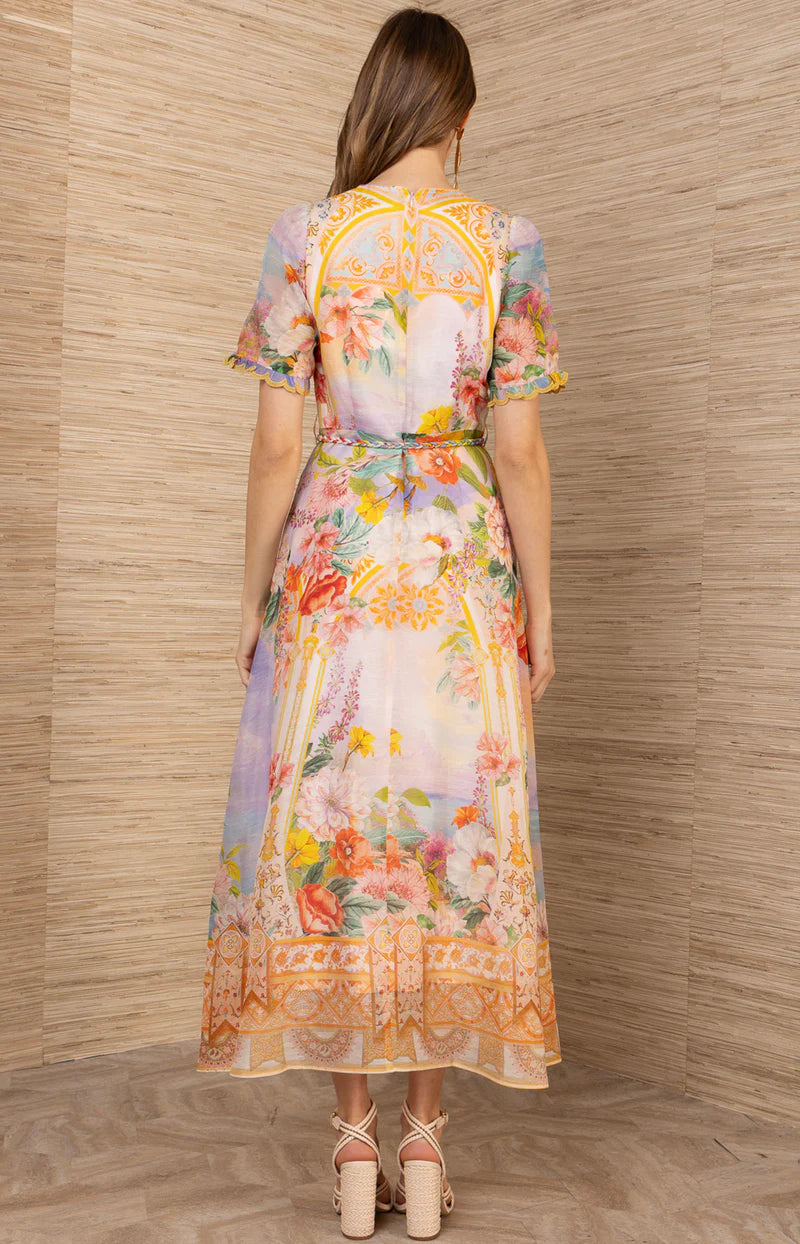 Cyrilla Linen Organza Maxi Dress Gold - Hale Bob