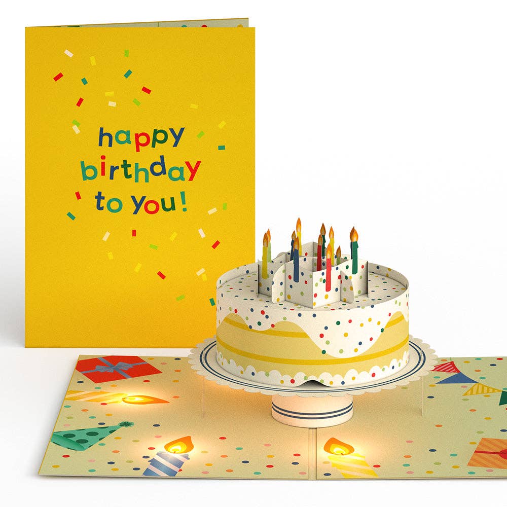Happy Birthday Confetti Cake Music and Lights Pop-Up Card - Lovepop Cards