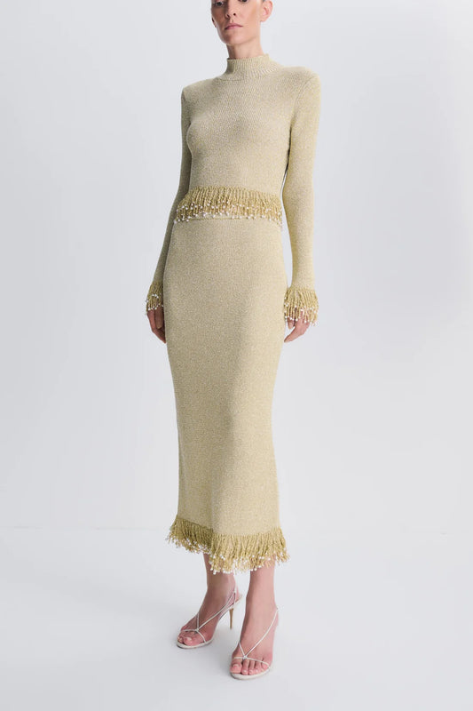 Zeni Pearl Fringe Skirt Gold - Simkhai