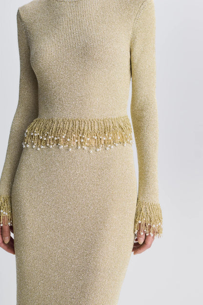 Tali Pearl Fringe Top Gold - Simkhai