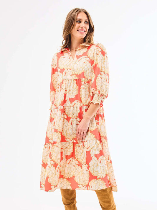 Eleanor Dress Fall Floral Fire - Mary Square