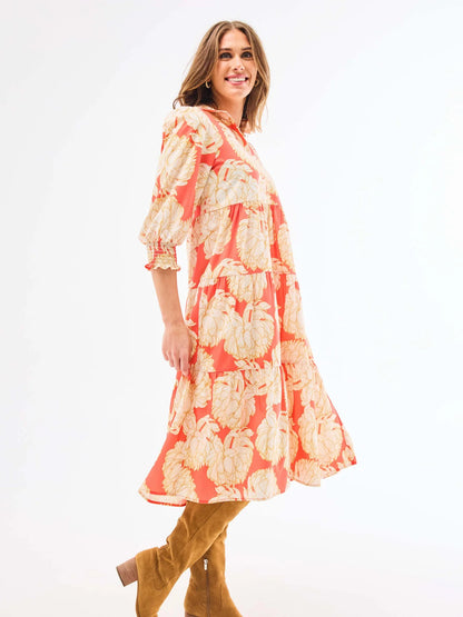 Eleanor Dress Fall Floral Fire - Mary Square