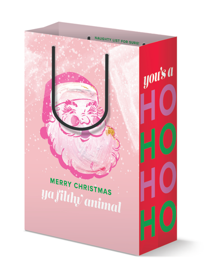 Funny Cute Santa Pink Christmas Holiday Gift Bag Stocking - Kitty Meow Boutique