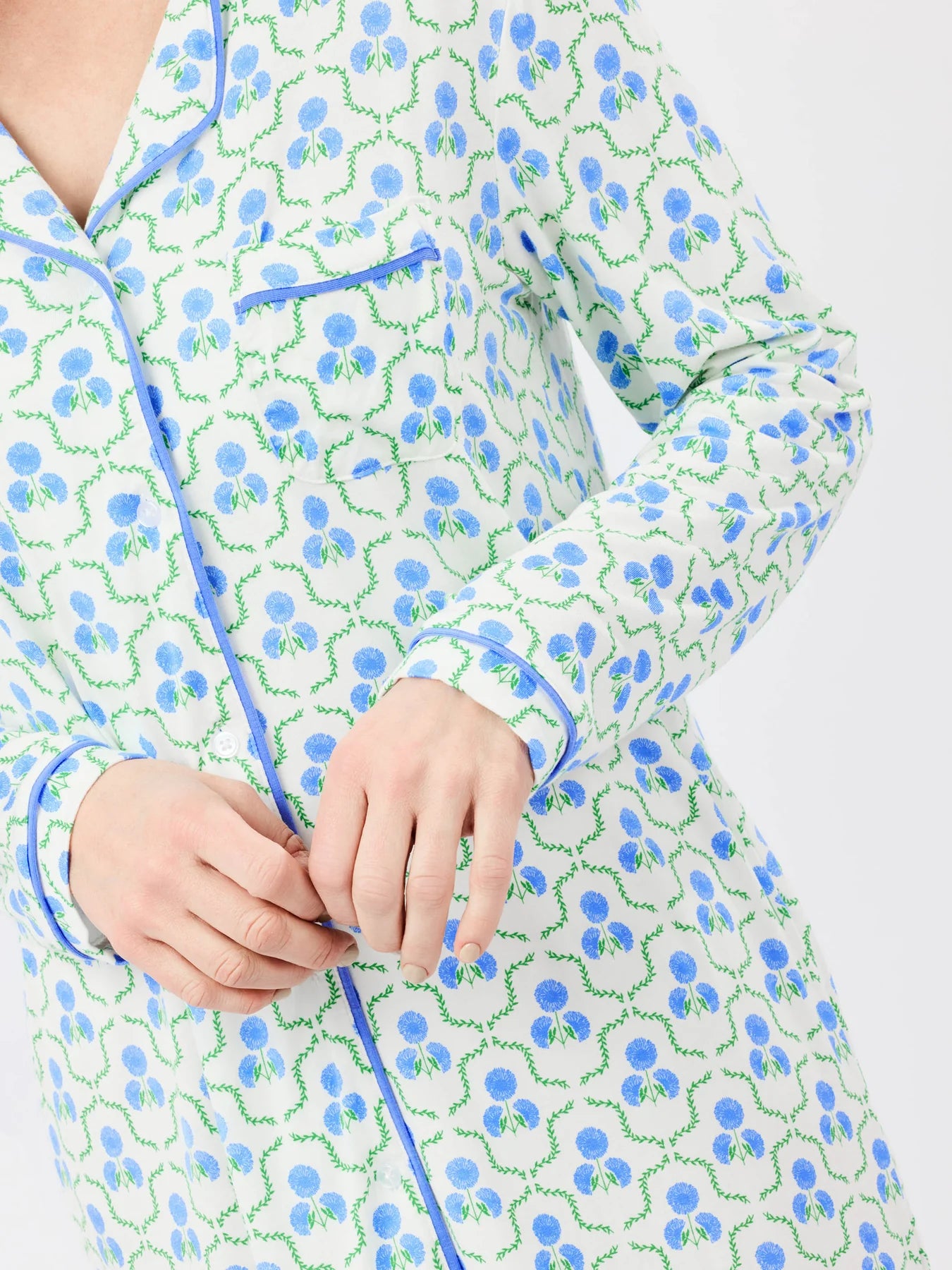 Charlotte Nightshirt Sweetbriar Lattice Blue - Mary Square