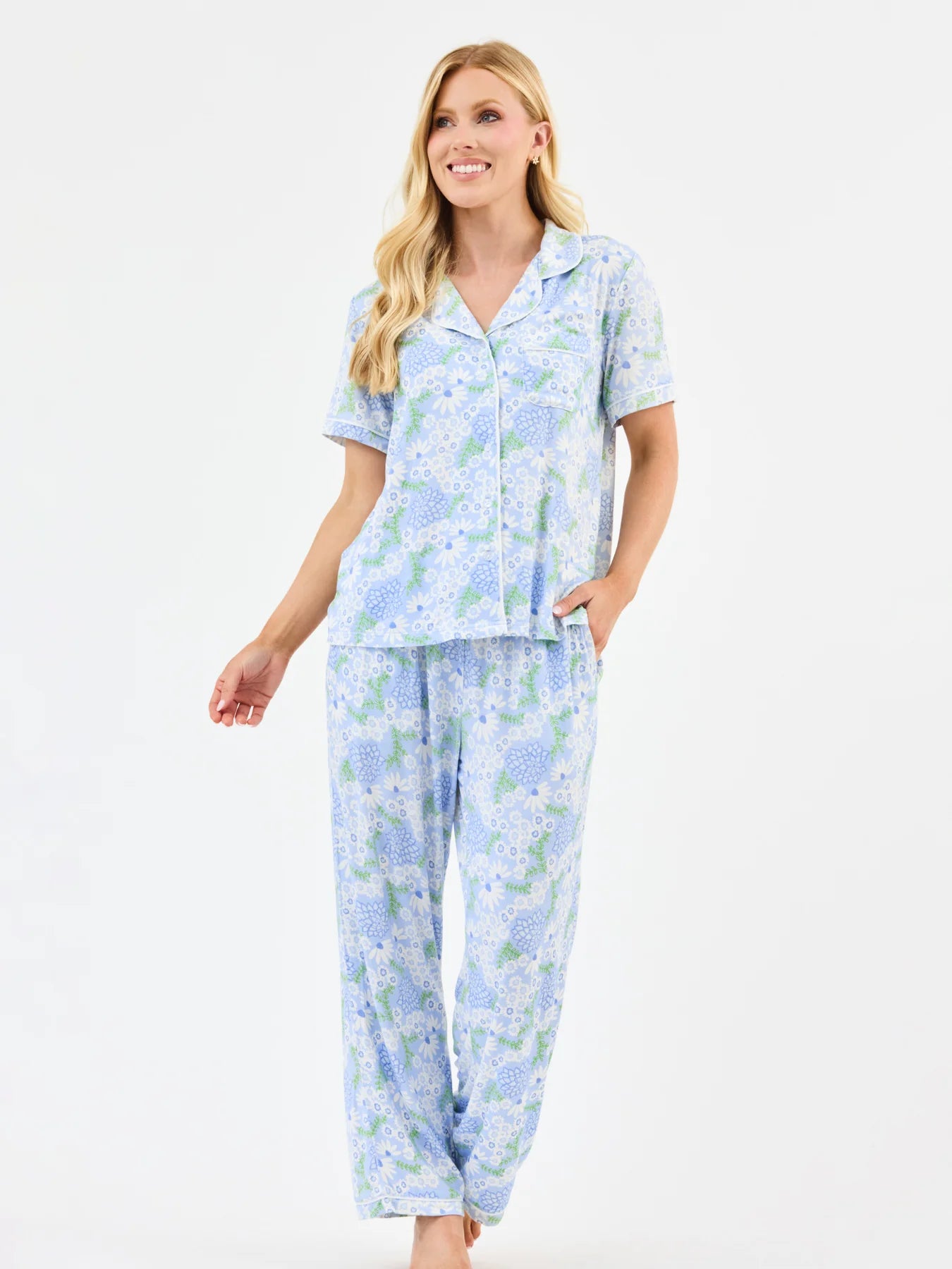 Charlotte Pants Set Daisy Chain Blue - Mary Square